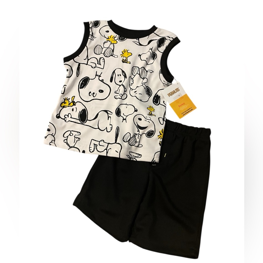 NWT Peanuts Snoopy Woodstock‎ Toddler Boys Tank & Shorts Set 4T Summer